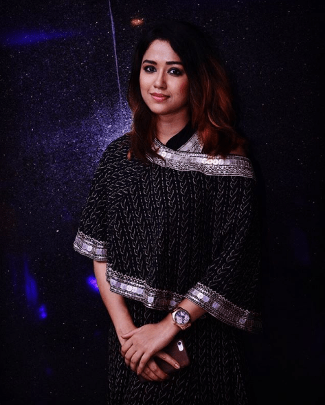 Sohini Sarkar in black dress